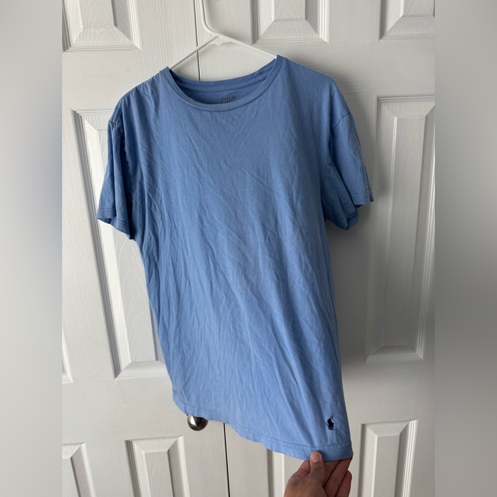 Polo Ralph Lauren Cotton Tee Baby Blue L Embroidered Hip Pony Periwinkle Blue